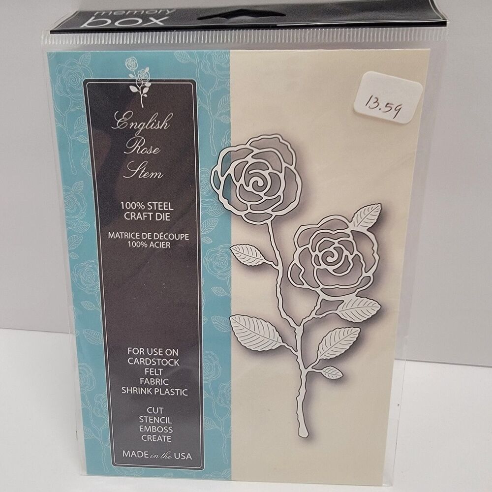 Memory Box English Rose Stem & Single Rose Stem Craft Die Set of 2 NEW